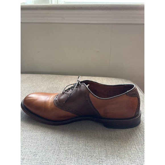 Allen Edmonds Shelton Two Tone Saddle‎ Oxford Brown Dress Shoe men SZ 14B EUC main image 6